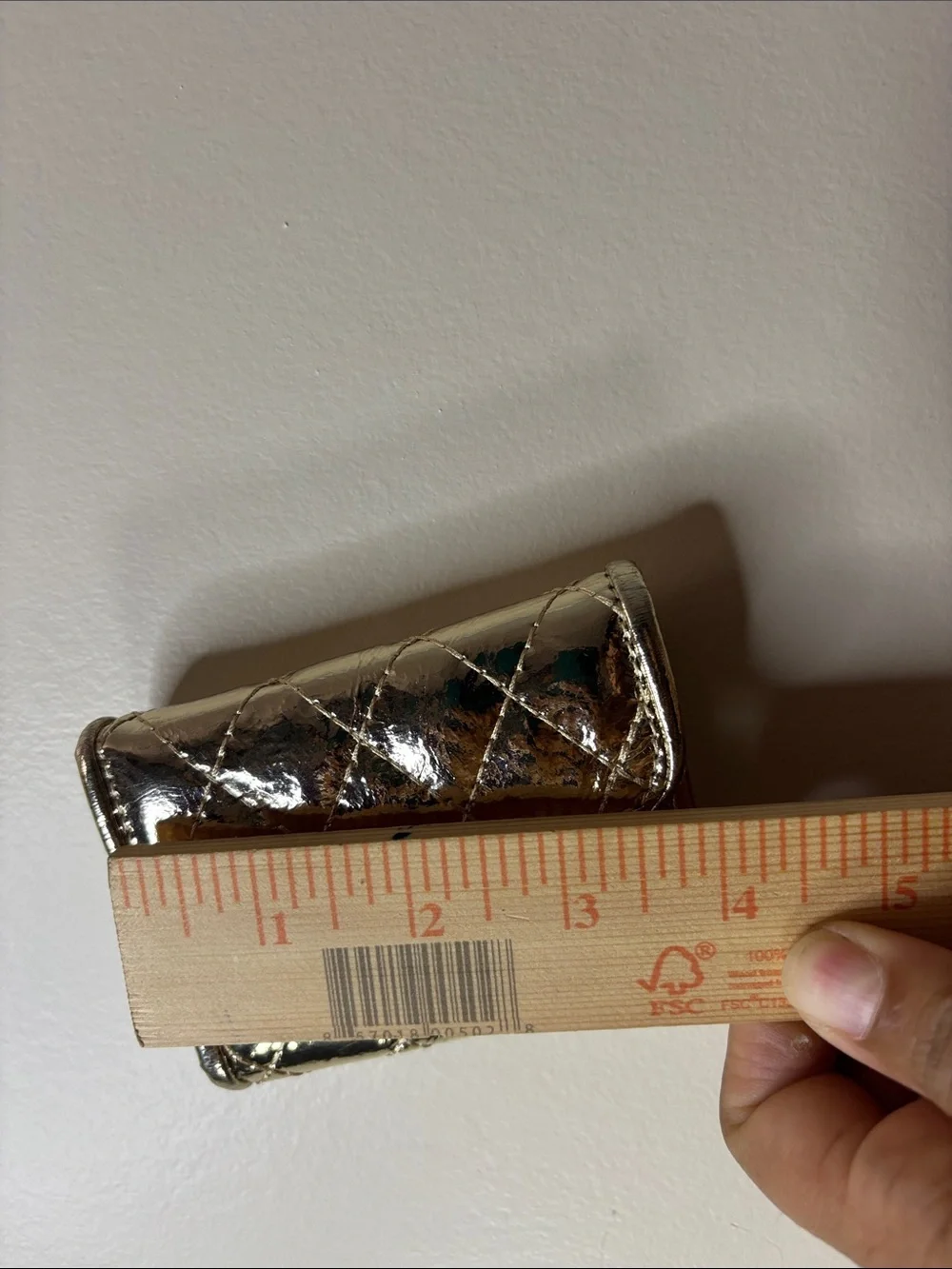 Quilted Metallic Mini Wallet in Gold